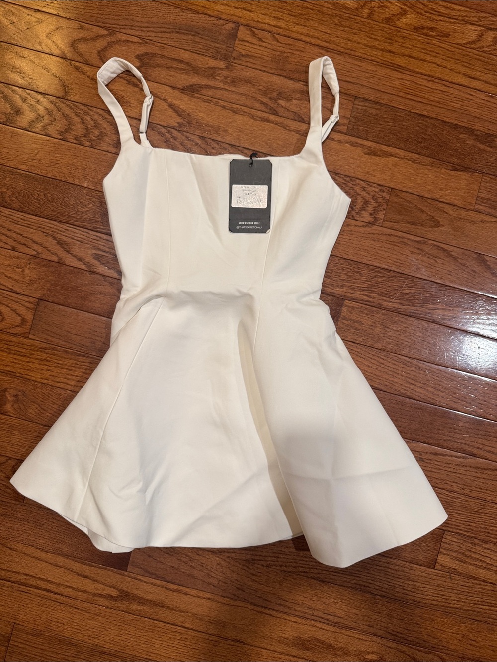 That’s So Fetch White Fit-and-Flare Spaghetti Strap Dress